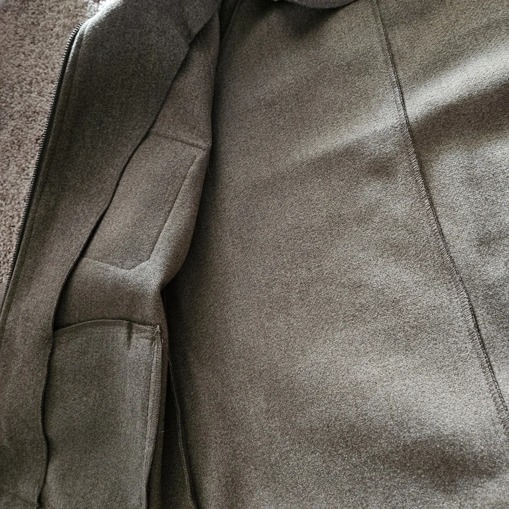 Anthropology avec les fillas zip jacket collar winter coat medium Brown Minimal - Picture 5 of 12